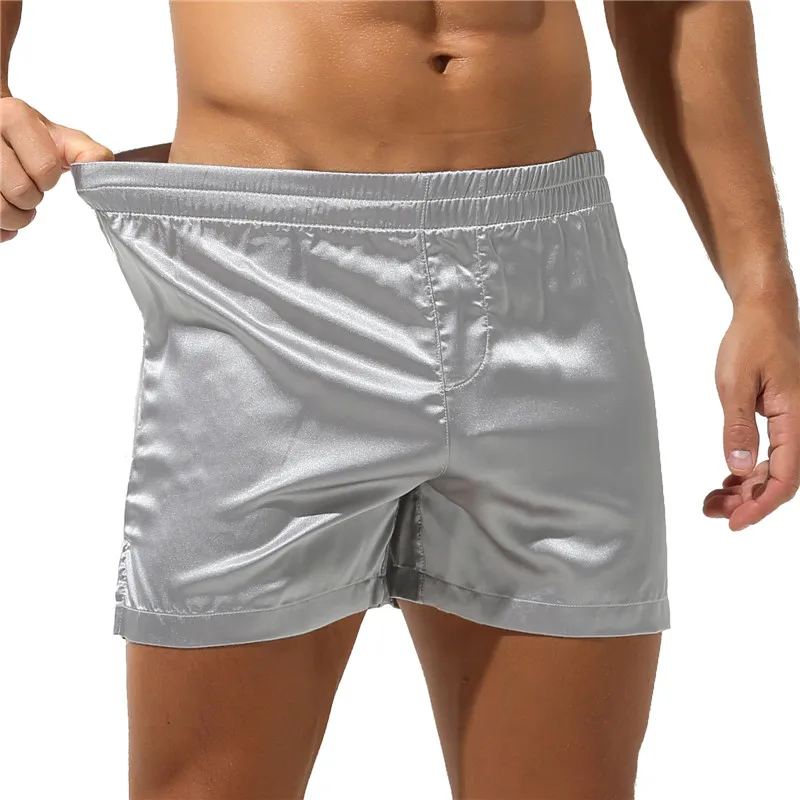 New Mens Casual Shorts Silk Satin Breathable Sleep Bottoms Summer Male Soft Comfortable Loose Homewear Lounge Pant Pajama Shorts