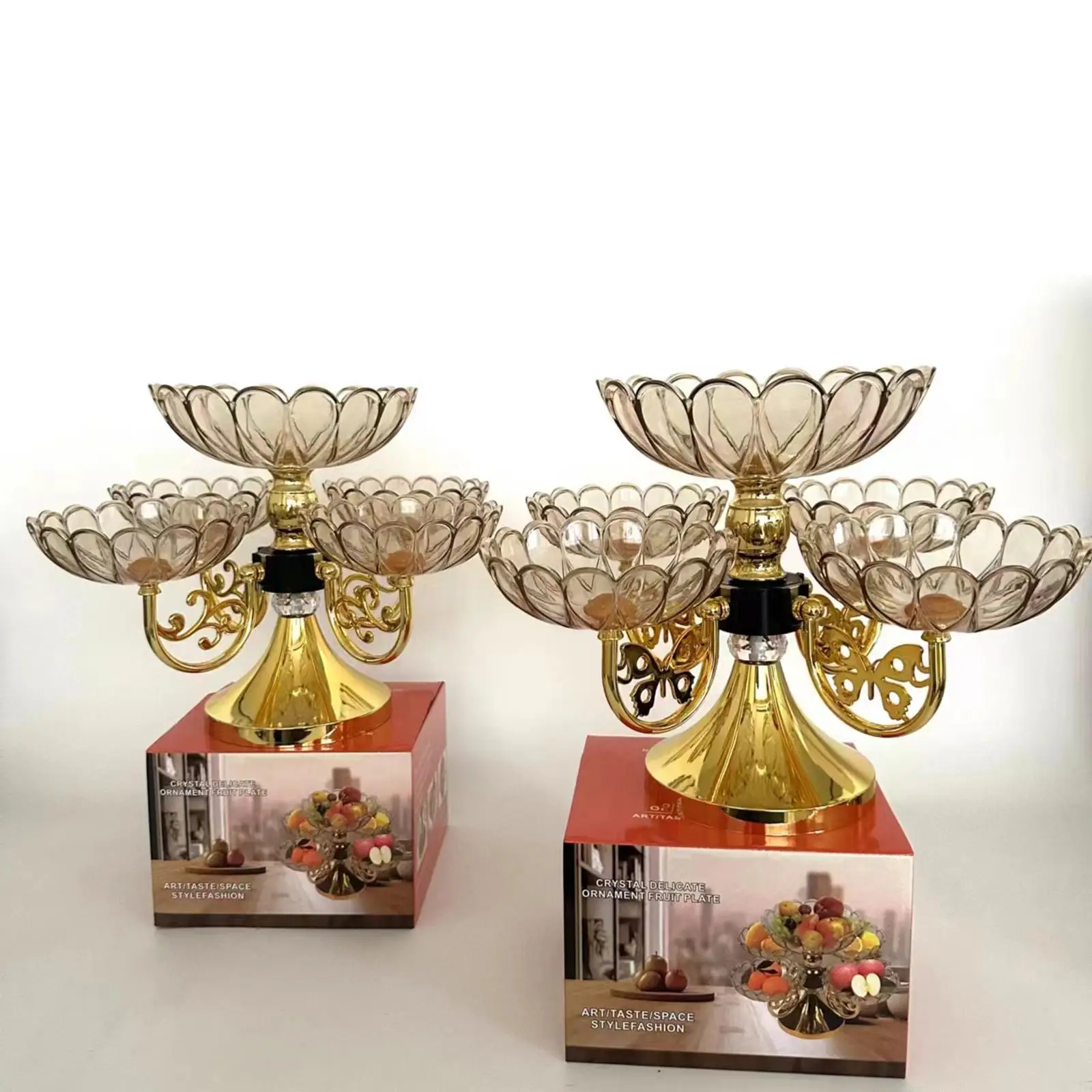 Fruit Plate Flower Shape Appetizer Platter Fruit Bowl with Multi Bowl Divided Serving Dishes for Cafe Chip Nut Veggie Candy