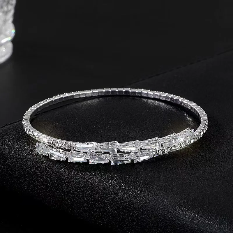 Zircon Bow Open Bracelet Fashion Personalized Commuter Bracelet Niche Design All-match Elegant Bracelet for Women