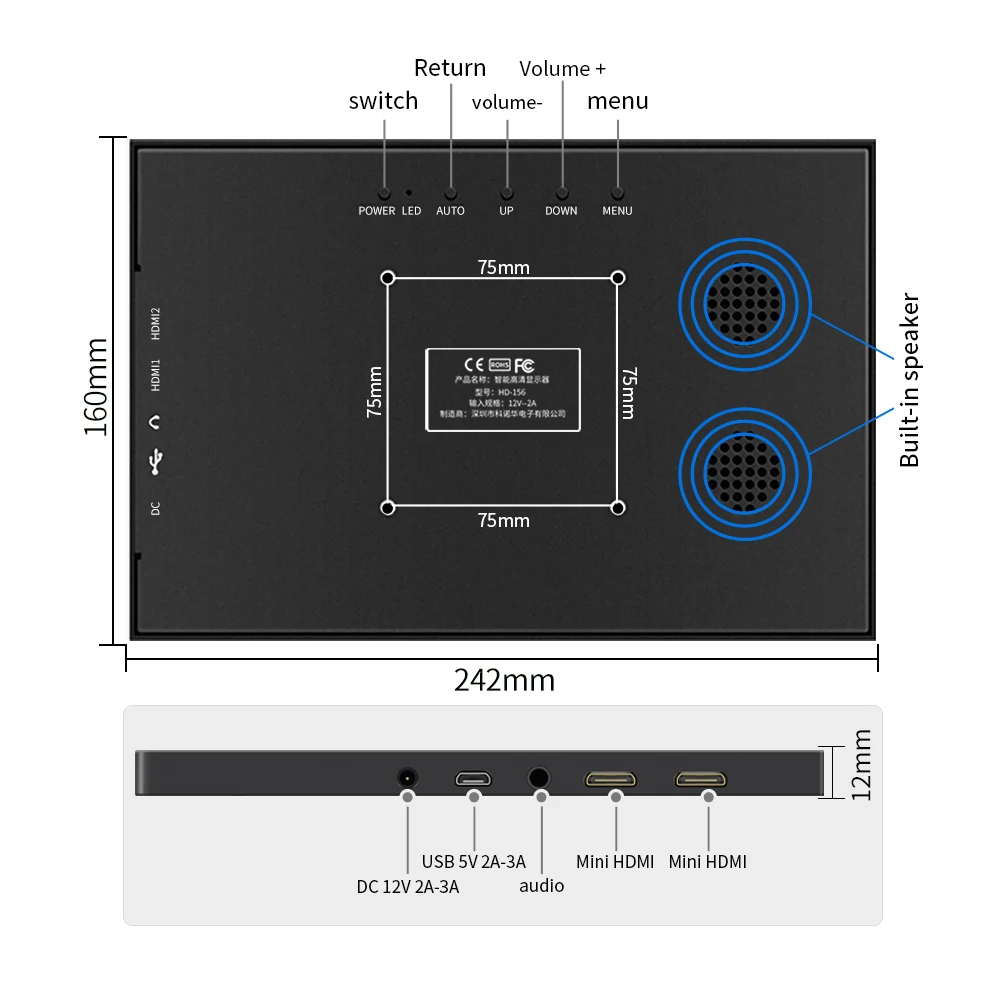 Imagem -02 - Polegada Monitor Portátil Tela Sensível ao Toque Ips 2k Monitor de Jogos Hdmi-compatibe para Interruptor Smartphone Portátil Ps4 Xbox Raspberry pi 10.1