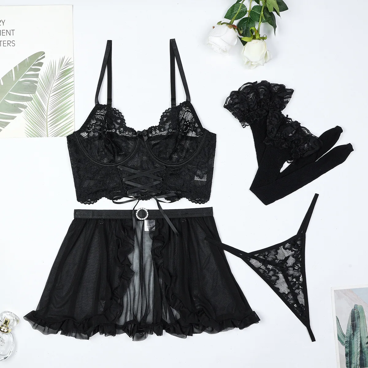 여성 레이스 섹시한 이국적인 세트 란제리 브래지어 세트를 통해 볼 우아한 숙녀 속옷 마이크로 비키니 끈 팬티 이국적인 의류