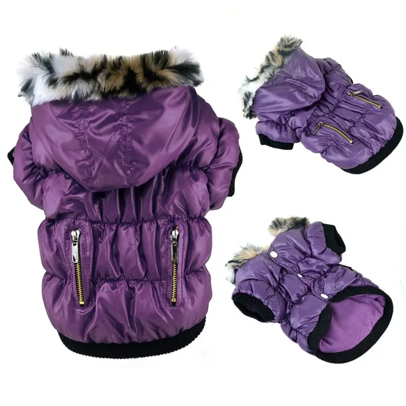 Winter Warm Dog Down Jacket Hoodie Coat Dog Clothes Clothing Thick Padded for Small Medium Dogs Cold Weather Cat Apparel