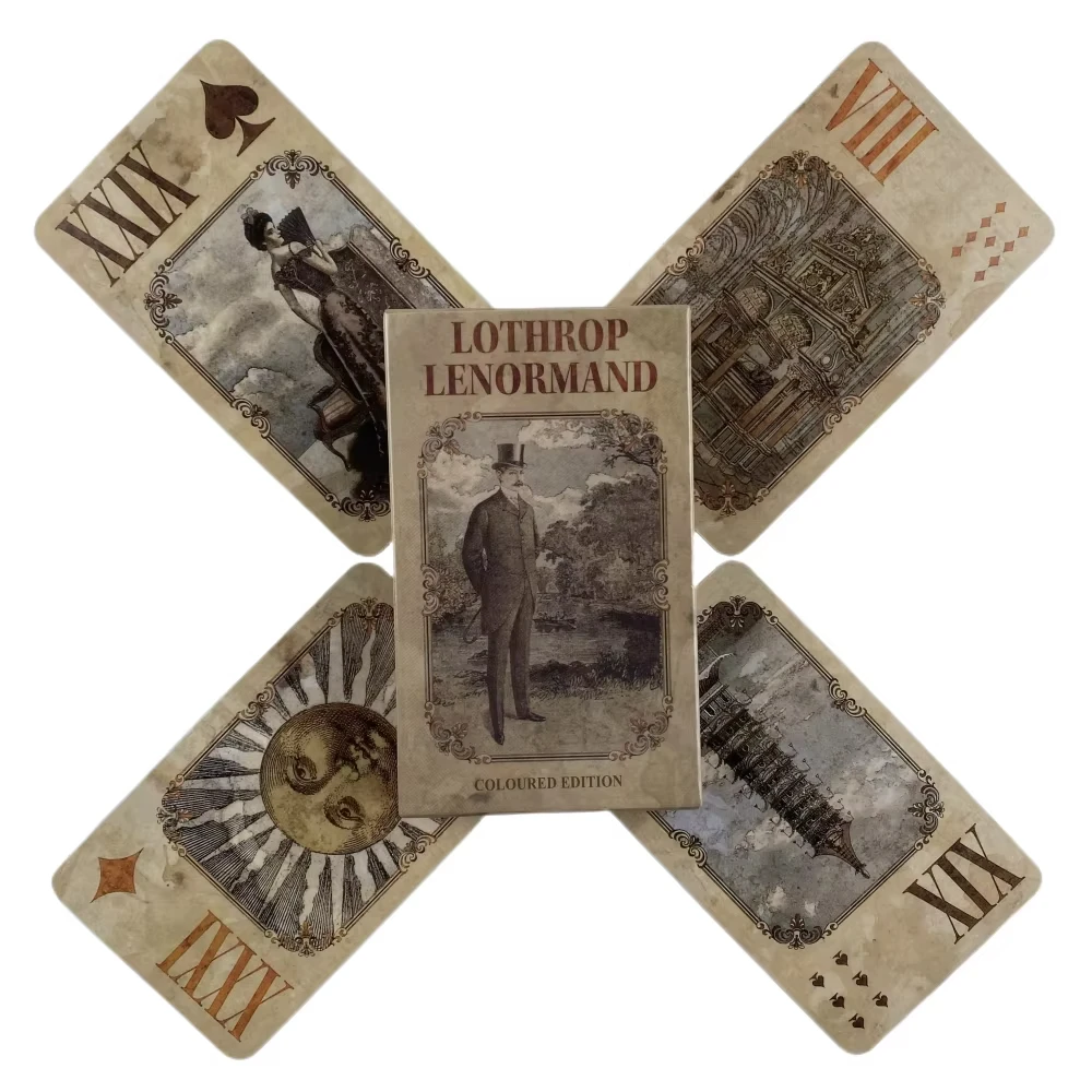 بطاقات Lothrop Lenormand Oracle A 38 الإنجليزية العرافة الملونة الطبعة سطح السفينة ألعاب Borad