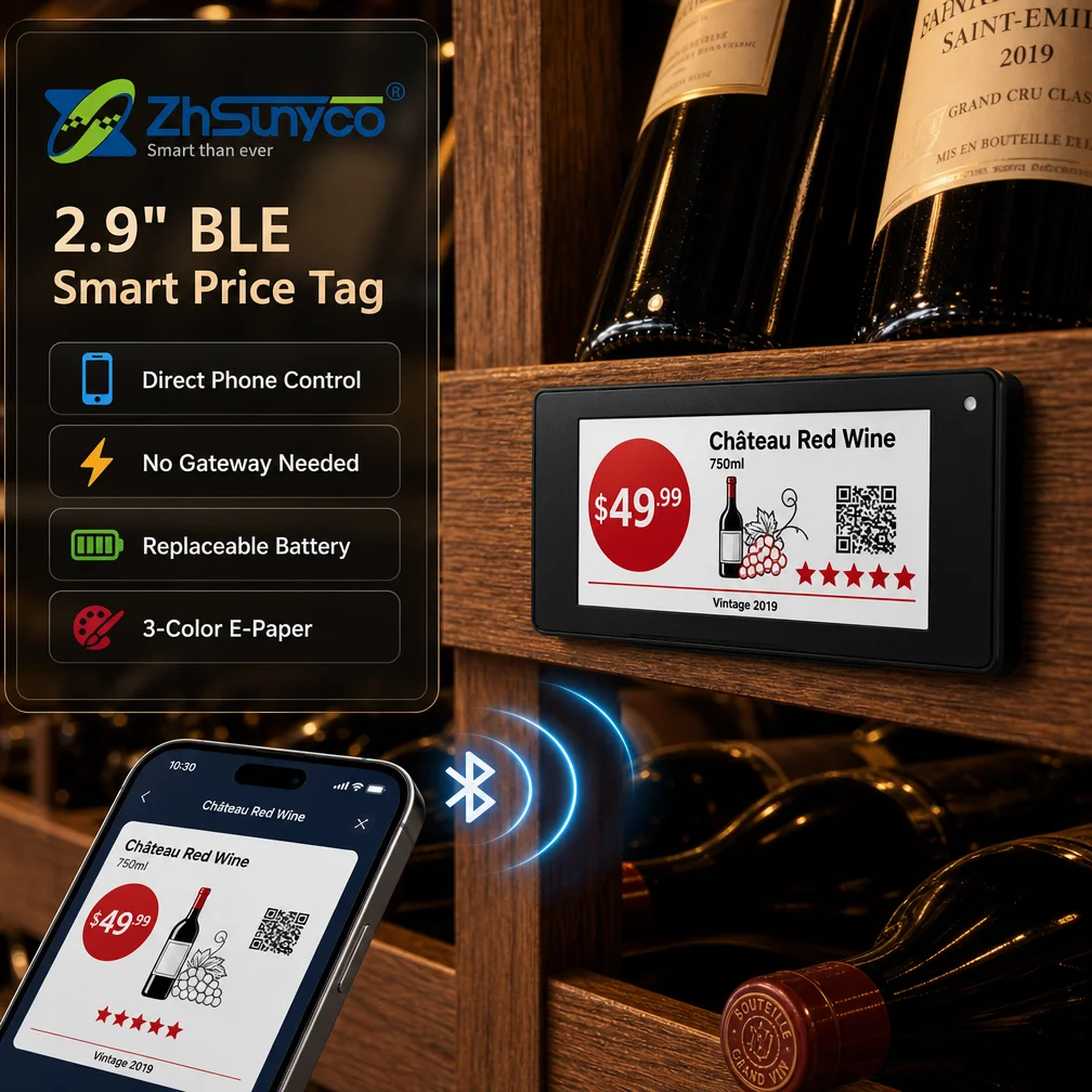 Digital Electronic Shelf Label ESL BLE Price Tag with Smartphone App for Retail Inventory Management