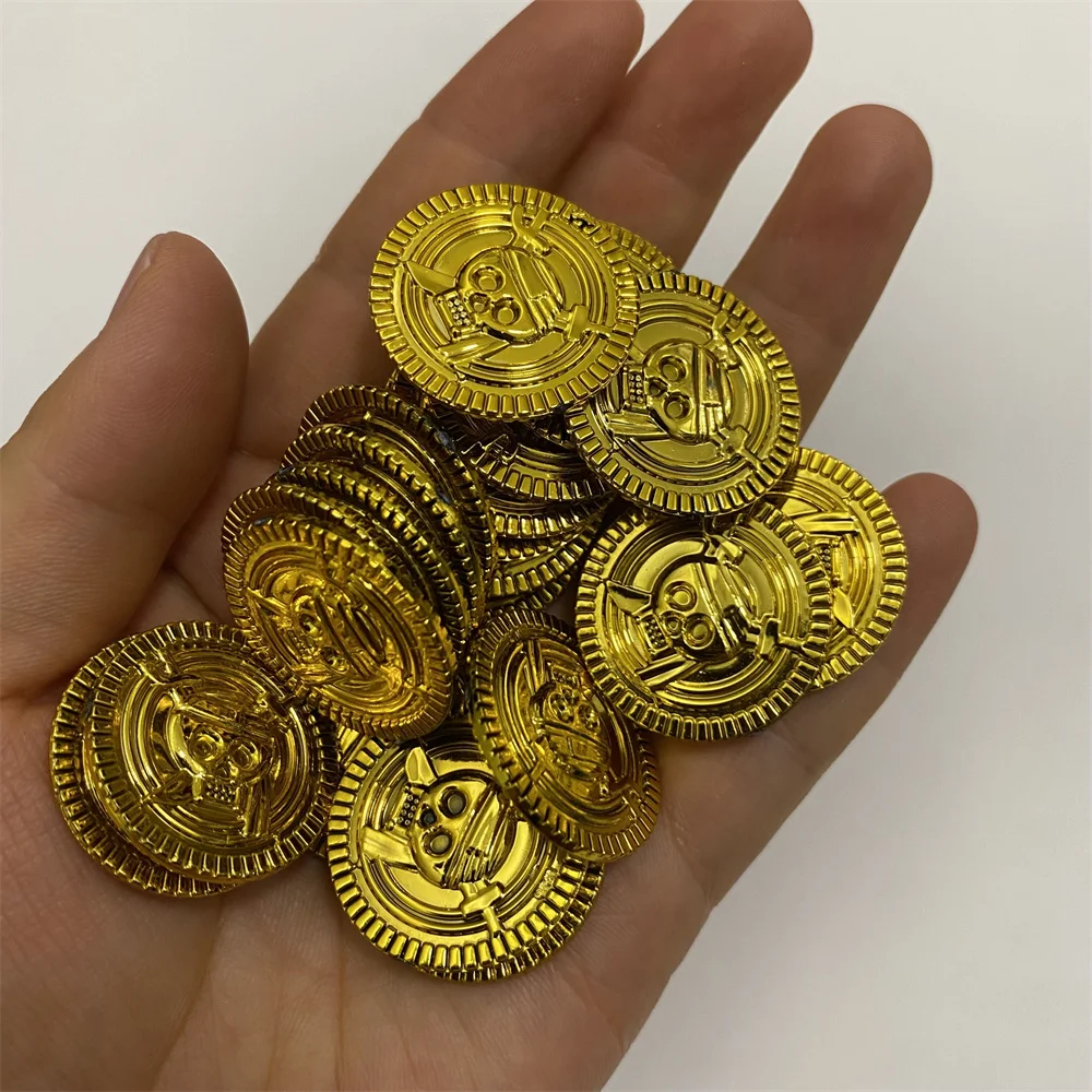 50 Pieces Fortune and Treasure Plastic Gold Coin Chips Plating Disk 25*2mm For Board Game Token accessories