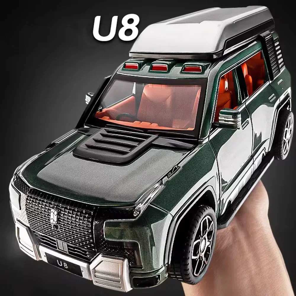 1:24 BYD YANGWANG U8 Models Alloy Diecast Toys Cars Wheel Pull Back Vehicles 7 Doors Opened Off-road Car for Kids Xmas Gifts Toy