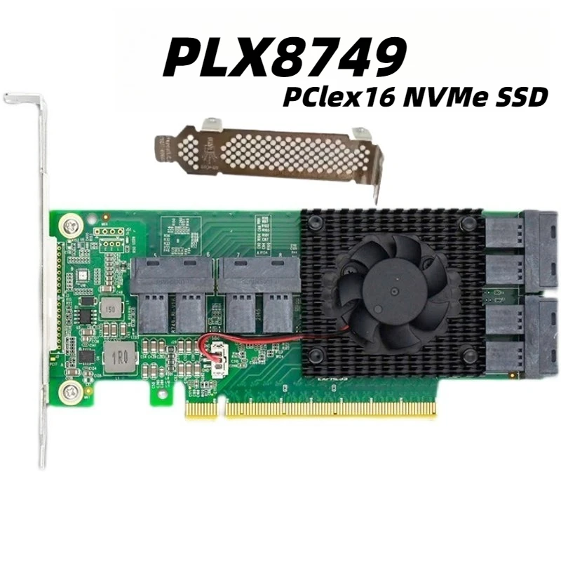 

8 Port U2 to PCIe x16 NVMe SSD Expansion Card with PLX8749 Controller for High Speed Data Transfer