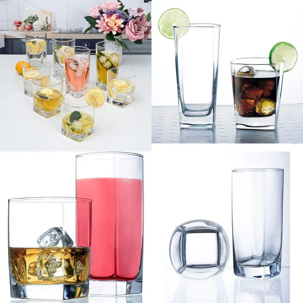 

Набор из 8 премиальных стаканов для повседневного использования: стаканы Highball и Old Fashioned для коктейлей, холодного чая, вина и многого другого