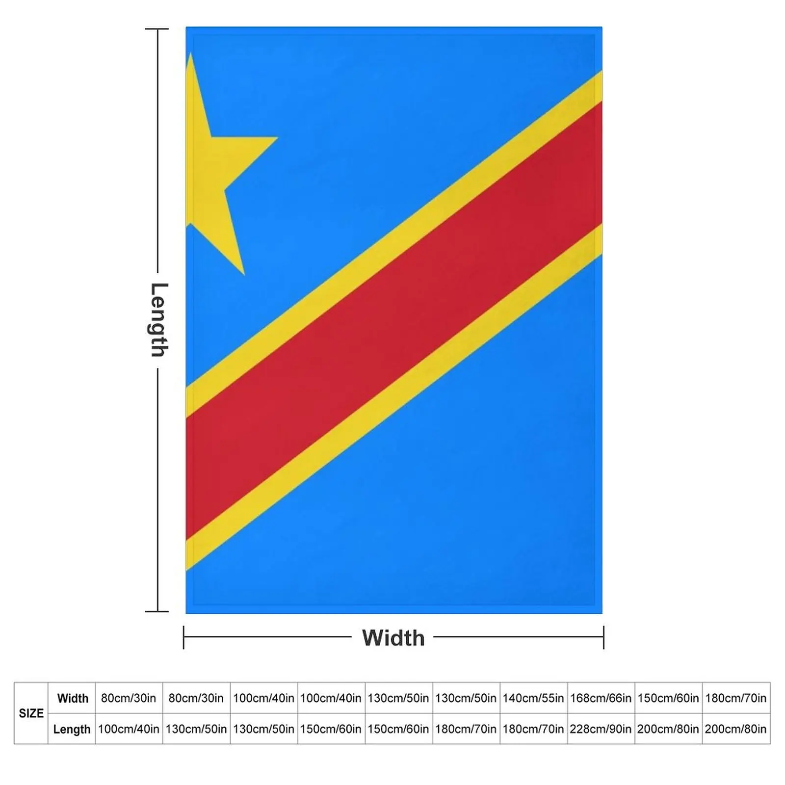 Superb Flag of the Democratic Republic of Congo and its blue, yellow and red colors. Throw Blanket Polar Thermal Blankets