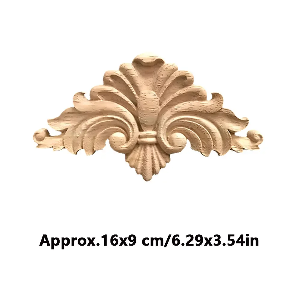 4 Pcs Exquisite Retro Wood Craft Onlay Wood Applique Wood Decal Wooden Woodcarving Decorative Door Home Decor Corner Window