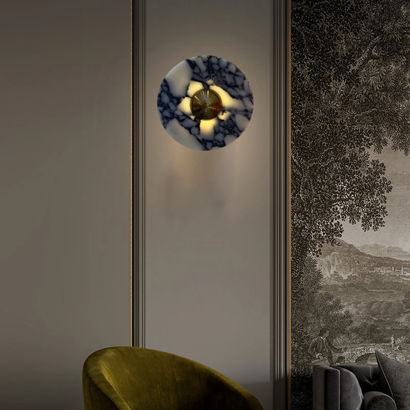 Imagem -04 - Mármore Natural Led Lâmpada de Parede Pedra do Metal Dourado Quarto Foyer Escadas Corredor Iluminação Atmosfera 3000k 20 cm 25 cm 30cm Dropshipping