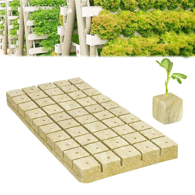 

AB33-100Pcs Stonewool Hydroponic Grow Media Starter Cubes Plant Cubes Soilless Substrate Seeded Rock Wool Plug Seedling Block