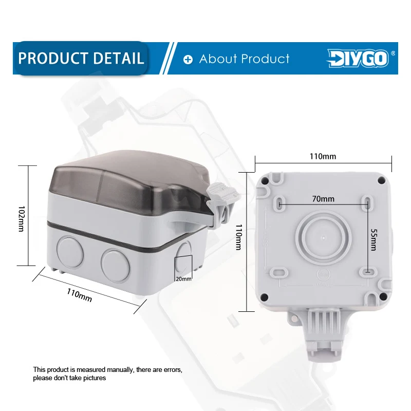 IP66 British Standard Waterproof Outdoor Wall Power Socket Box Universal UK Switched Outlet With USB Charging Port For Garden