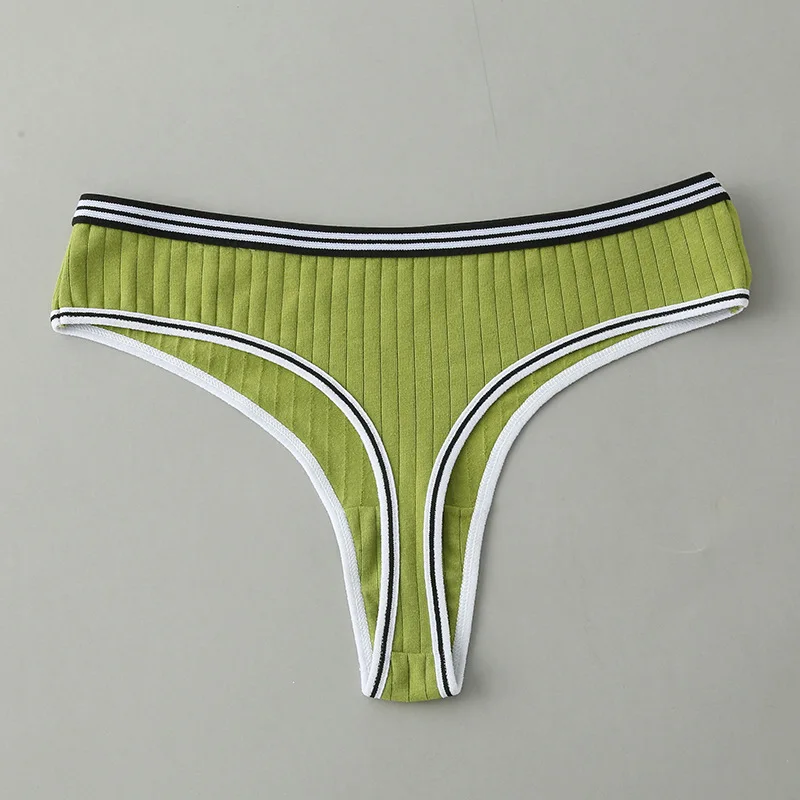 Women's Sexy Thong Thread Stripe Belt Cotton T Pants Girl  Low Waist Underwear