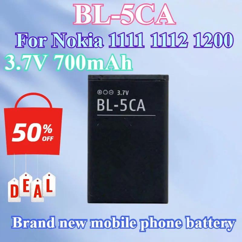 Brand New High Quality BL-5CA Phone Replace the Battery for Nokia 1111 1112 1200 2310 5130XM 7600 N70 E60 5030 C2-00 C2-01 X2-01