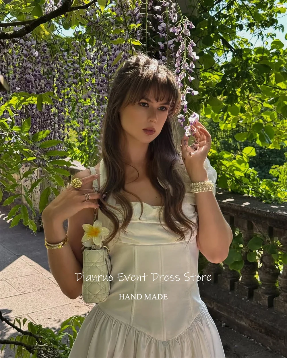 Dianruo ثلاثية الأبعاد الزهور الساتان فساتين لحضور الحفلات الموسيقية فوق الركبة ألف خط فساتين عيد ميلاد مطوي فساتين رسمية أنيقة الفقرة بودا مخصصة