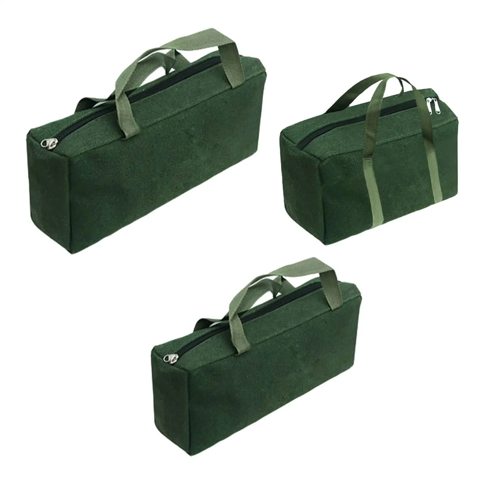 Canvas Tool Storage Bag Zipper Handbag Multifunctional Waterproof Portable Tool Pouch Wide Mouth for Men Green Professional