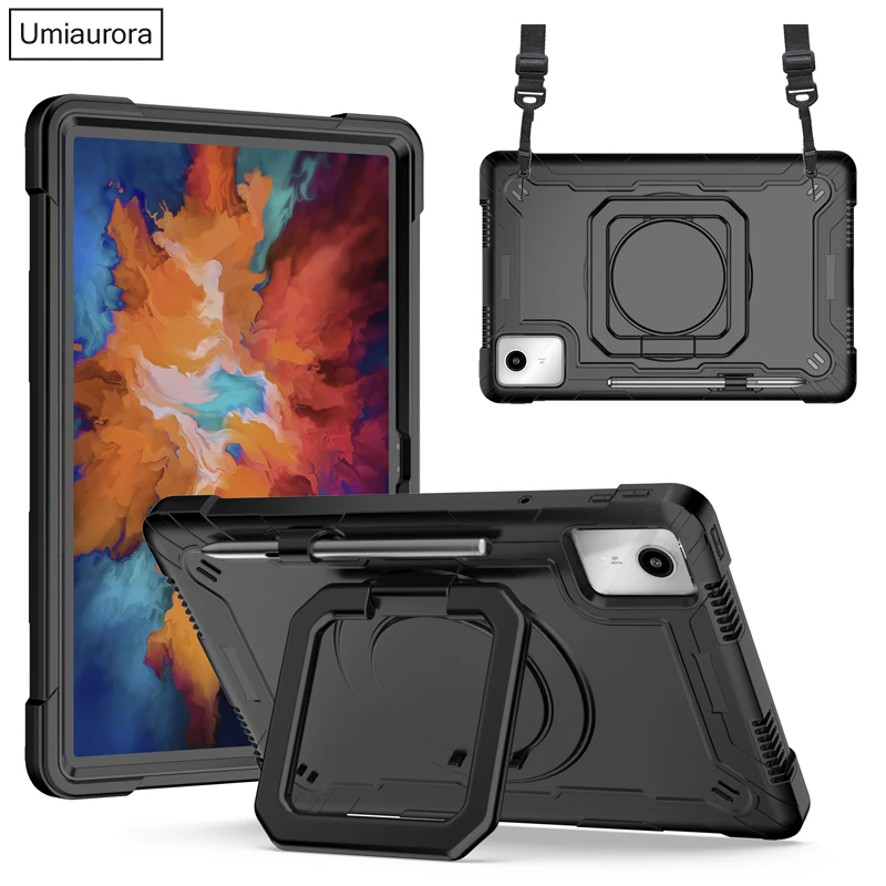 For Lenovo Tab M11 TB330FU Xiaoxin Pad 11 inch 2024 TB331FC Armor Case 360 Rotation Hand Ring Stand Kids Shockproof Tablet Cover