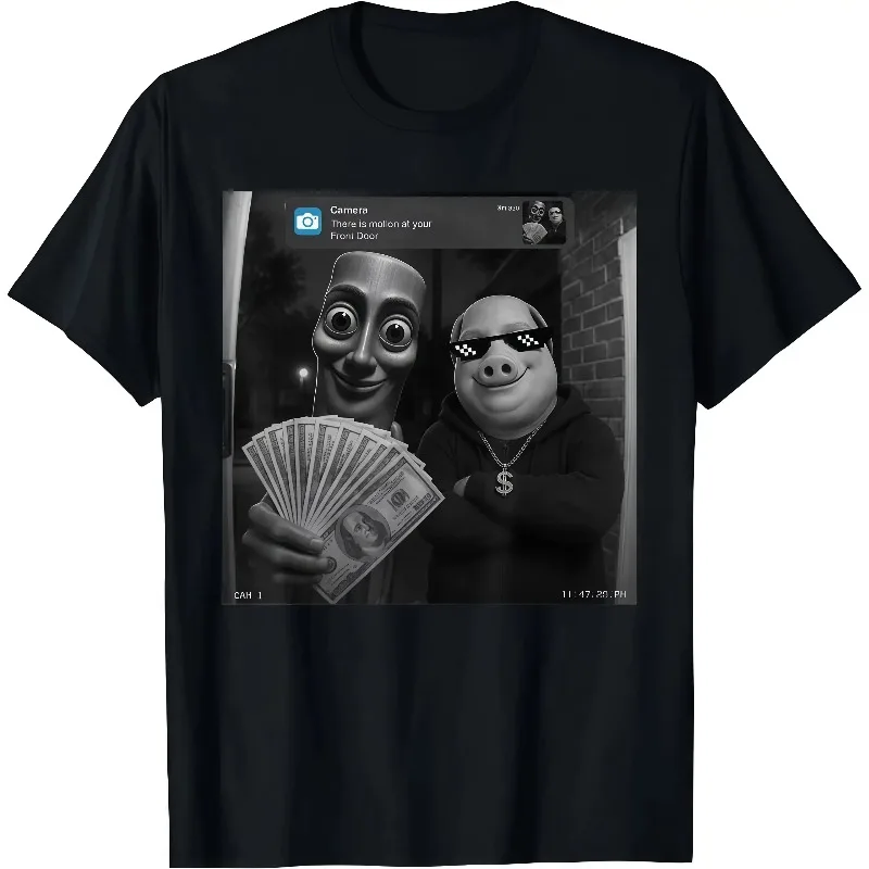 There Is Motion At Your Front Door Tung Tung Tung Sahur John Pork Meme Brainrot T-Shirt Funny Graphic Casual Graphic Print Tee