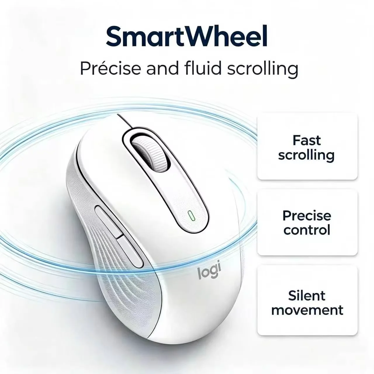 Logitech M650 Signature Ergonomic Wireless Mouse Multi Device Connection SmartWheel Precision Scroll Recycled Plastic SilentTouc