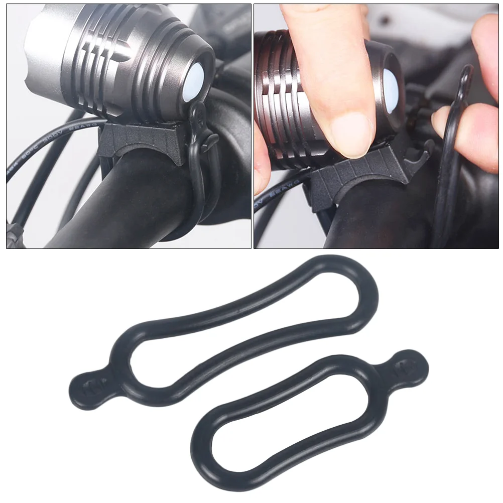 2 Pcs Cycle Bandages Handlebar Strap Torch Flashlight Silicone Bike Front Holder Outdoor Bracket Bicicleta Accessories