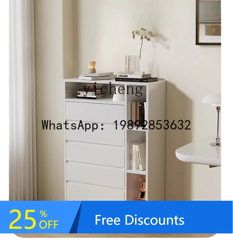 

F1 all solid wood chest creamy style modern simple household multi-functional dining side cabinet living room sofa side cabinet