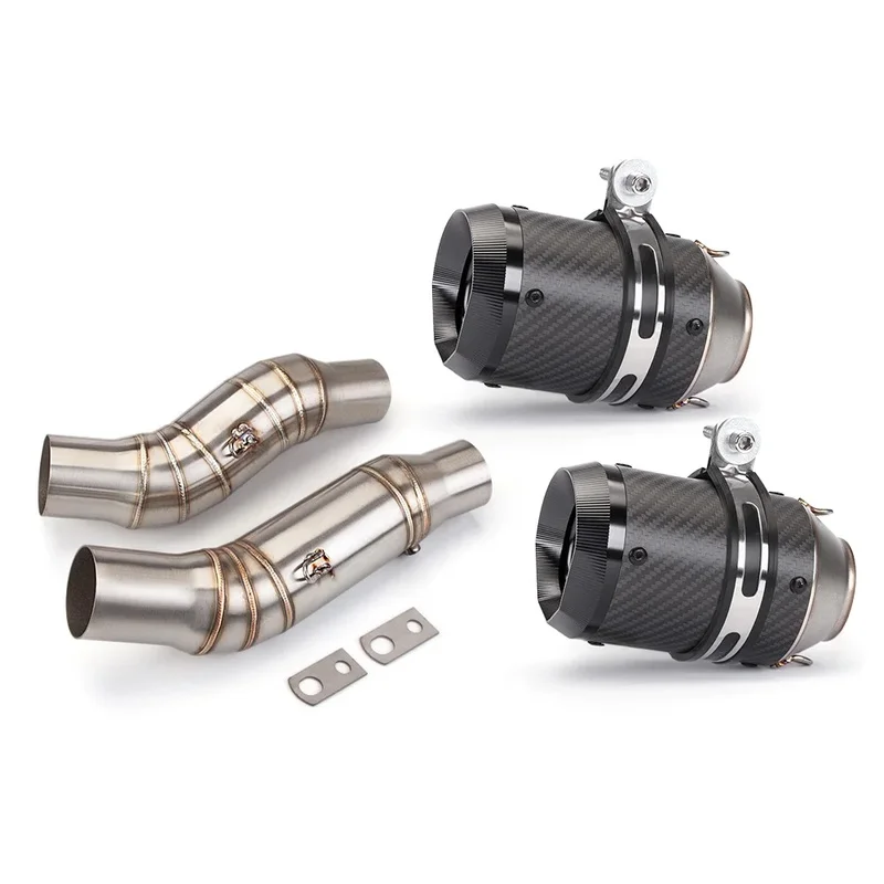 51mm Slip-On Motorcycle Exhaust Muffler Fit For Kawasaki Z1000 2010-2024 Stainless Steel Link Pipe Included