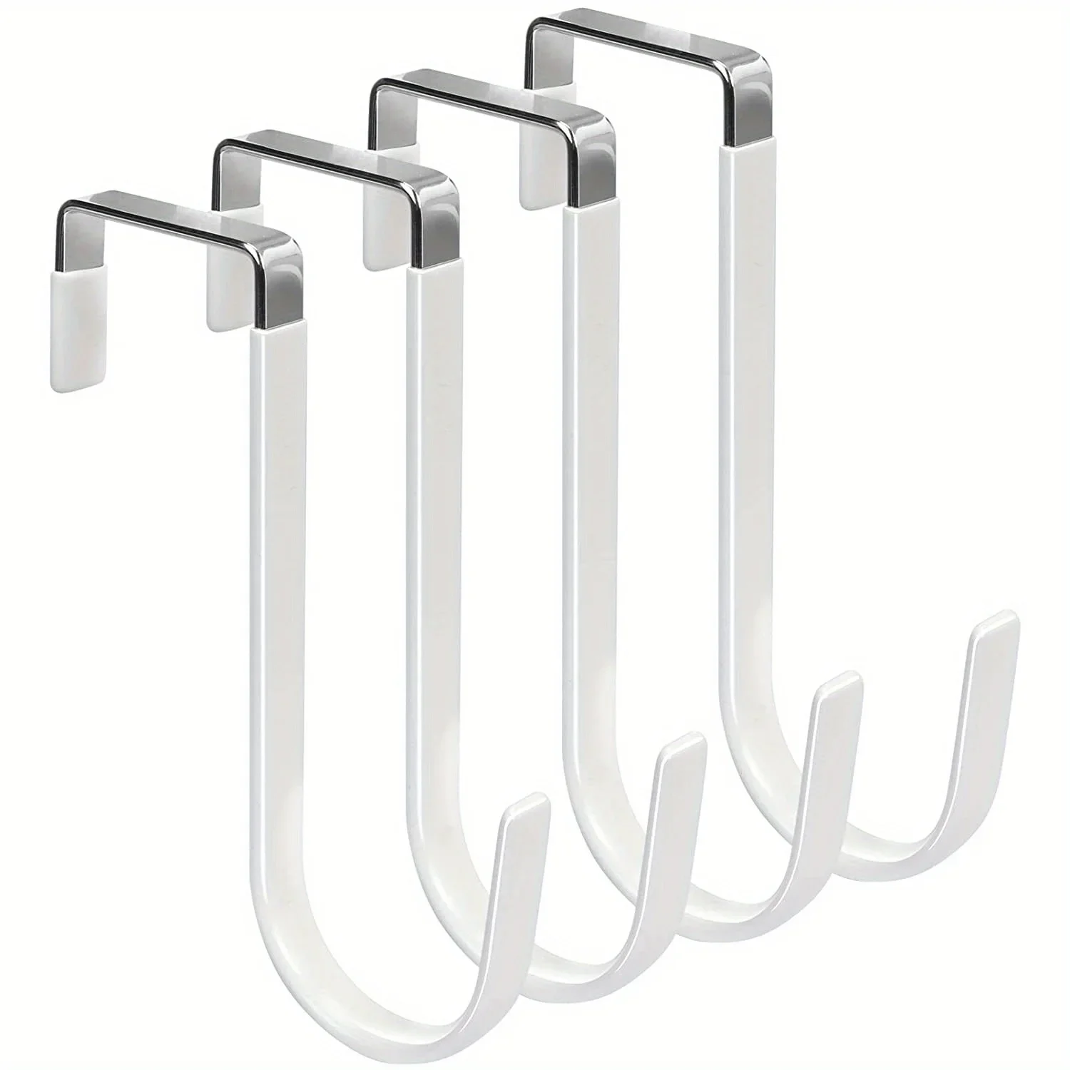 4pcs Door Hangers Hooks With Rubber Prevent Scratches Heavy Duty Organizer Hooks For Living Room, Bathroom, Bedroom, view 3