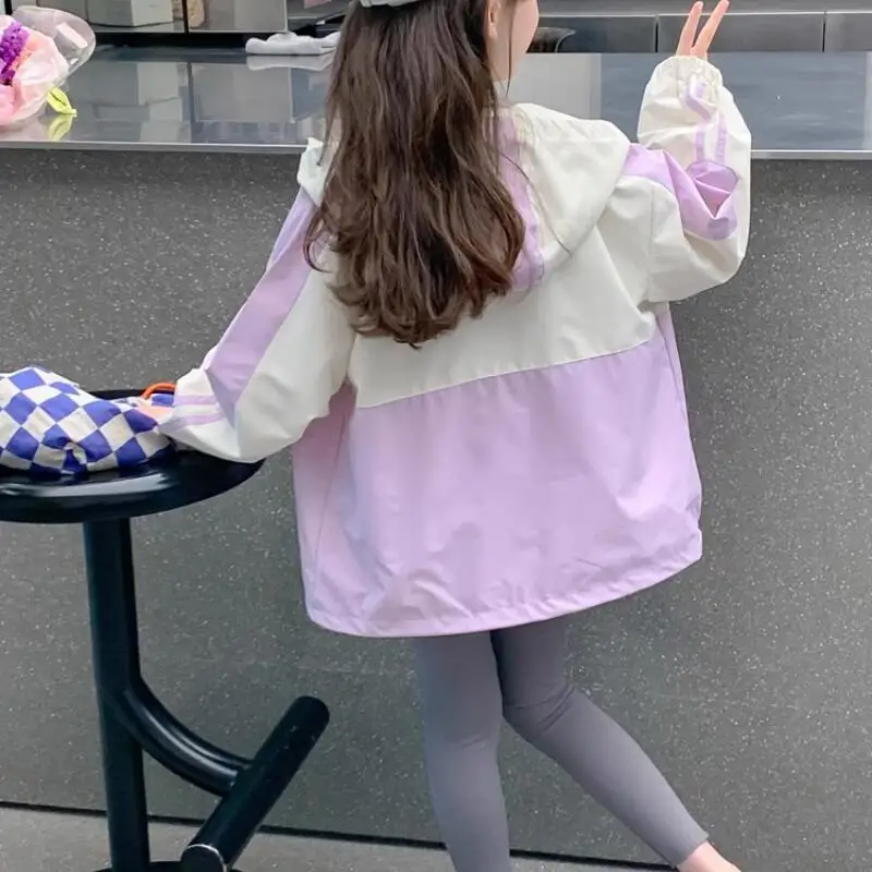 

Kawaii модные уличные куртки для девочек, студенческие весенне-осенние повседневные куртки на молнии с капюшоном и длинными рукавами, топы, детская одежда