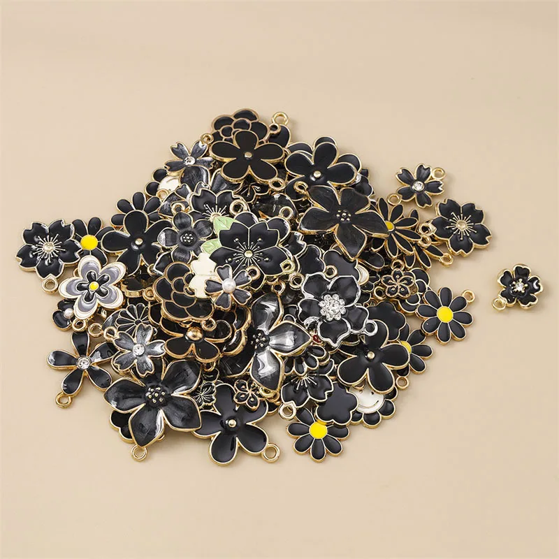10/20 Stück Gemischte Zufällige Bunte Emaille-Blumen-Anhänger für Schmuckherstellung Ohrringe Halsketten Armbänder DIY Bastelbedarf – Detail 24