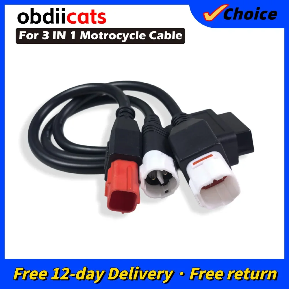 For Motorcycle Yamaha 3pin 4pin For Honda 6pin 3in1 OBD2 Connector Motor Diagnostic OBD Extension Cable Adapter Male to Female