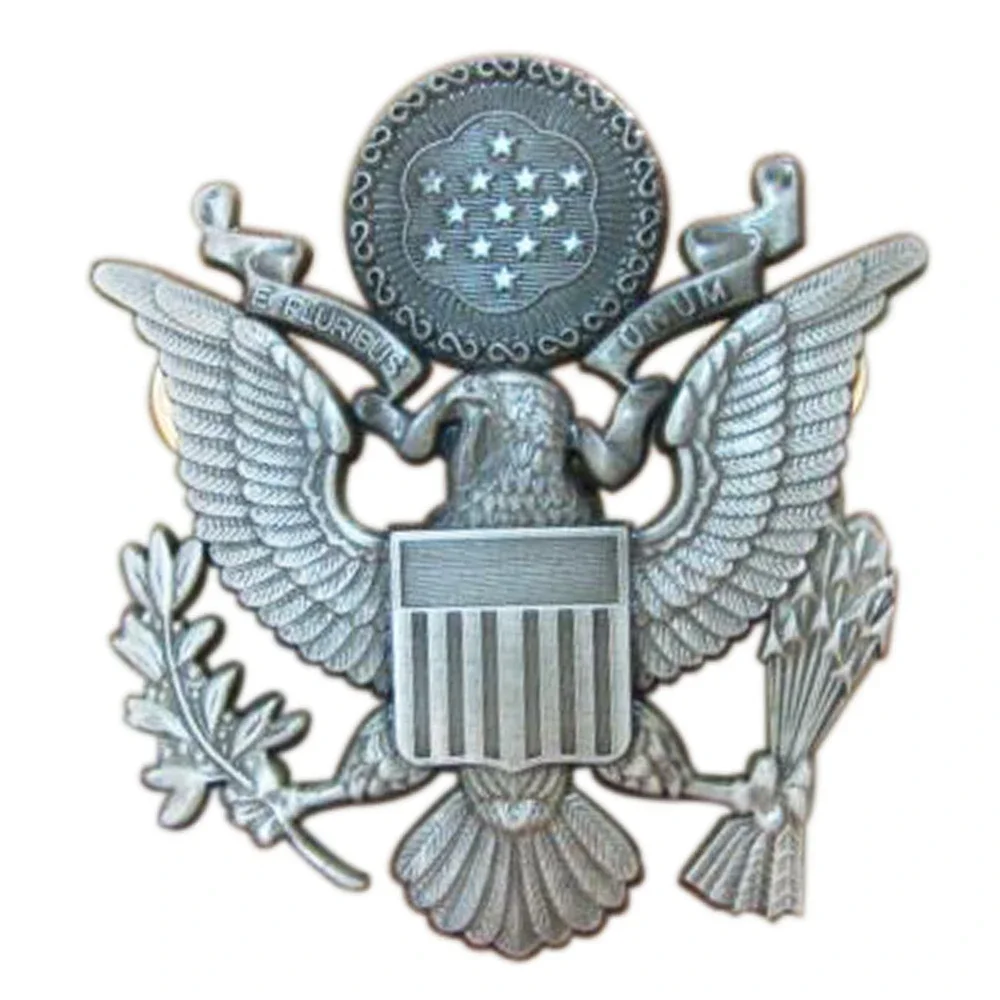 WWII US ARMY AIRFORCE OFFICER EAGLE WINGS CAP BADGE INSIGNIA PIN COCKADE