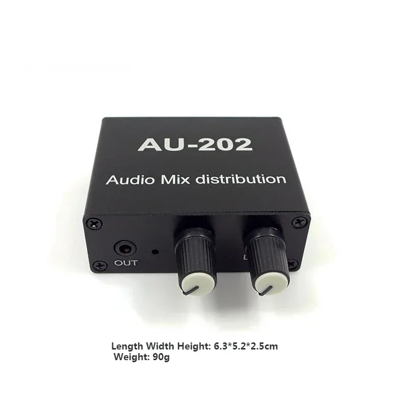 2 Input 2 Output Stereo Audio Mixer Distributor Separator Spliter DC 5-24V 3.5mm Sound Mixer for Power Amplifier Volume Control