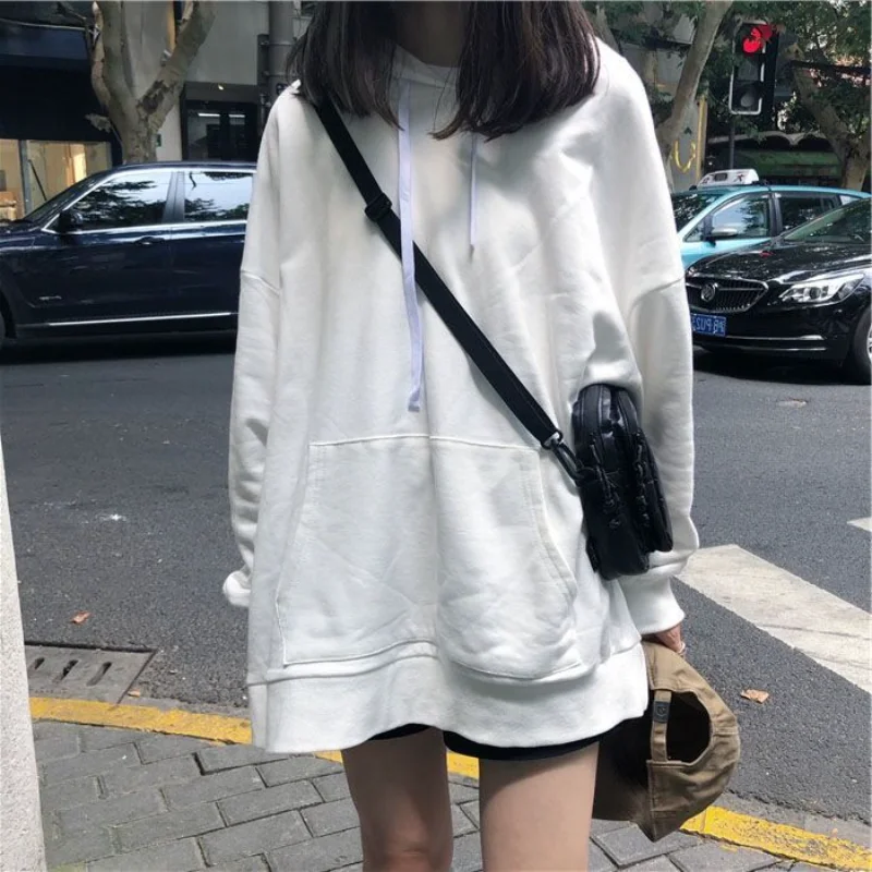 

Spring and Autumn Women's Solid Color Thin Long Sleeve Sweatshirt Korean Version Loose Hooded Versatile Hoodie 2023 New