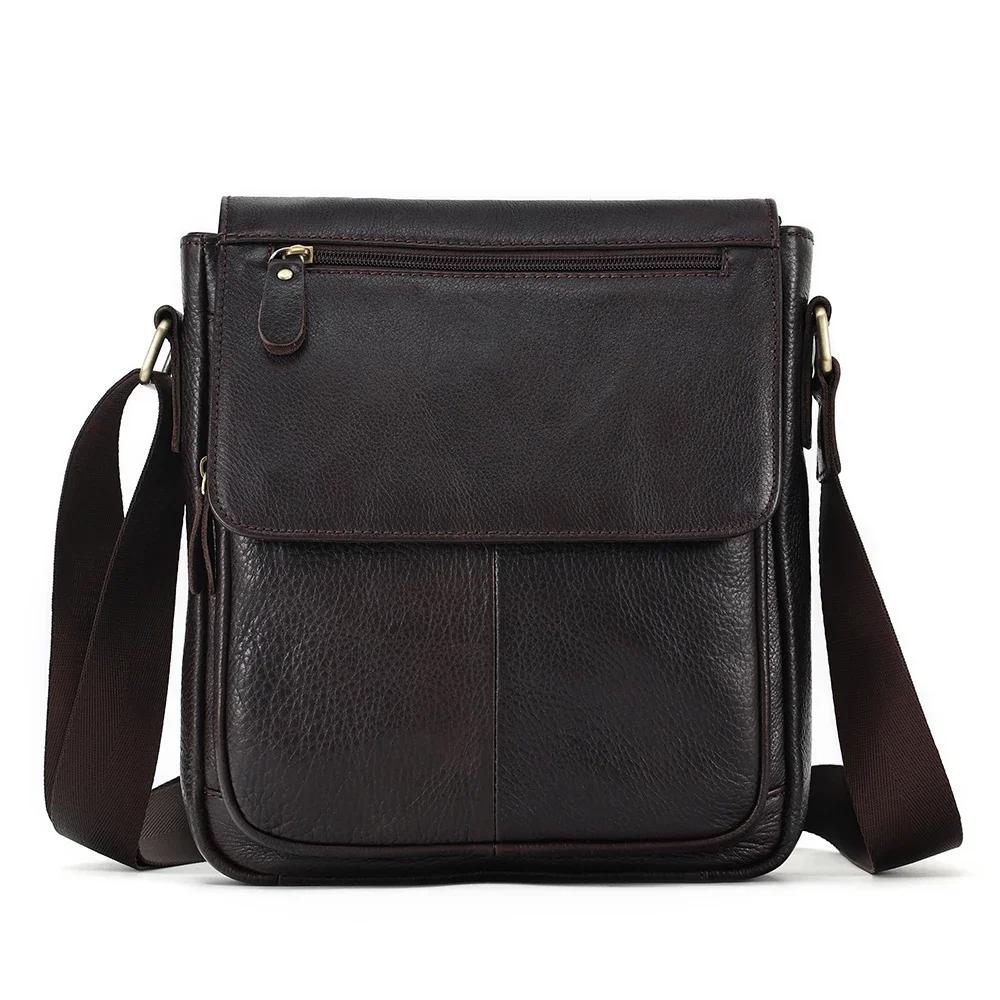 

Genuine Leather Vintage Messenger Bags for 9.7" IPad High Quality Crossbody Business Casual Handbag Shoulder Bag for Men