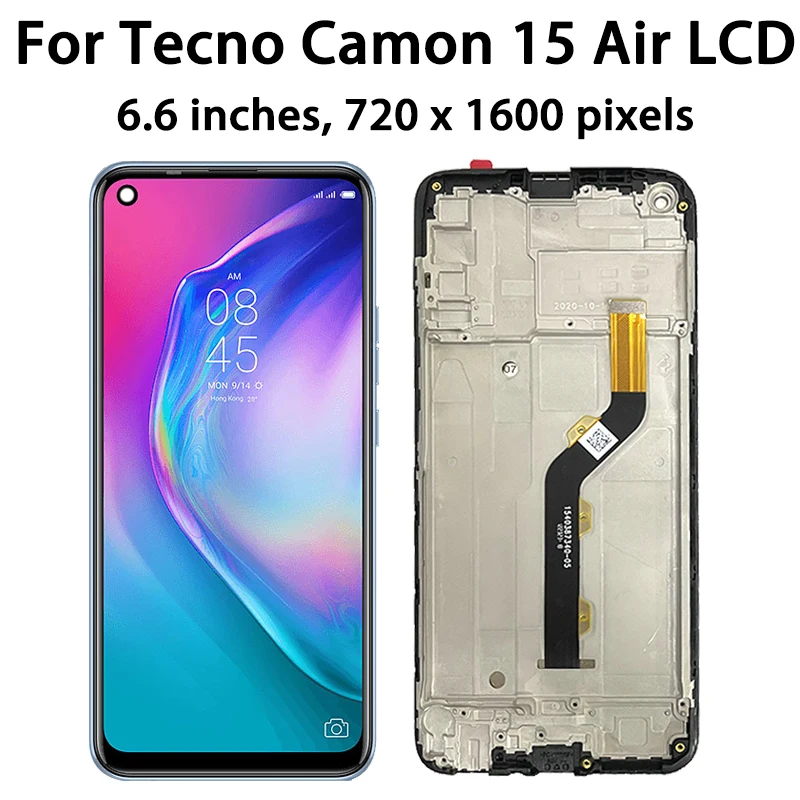 6.6“ IPS For Tecno Camon 15 Air CD6 CD6S LCD Display Touch Screen Digitizer Assembly For Tecno CD6 LCD Repair Replacement