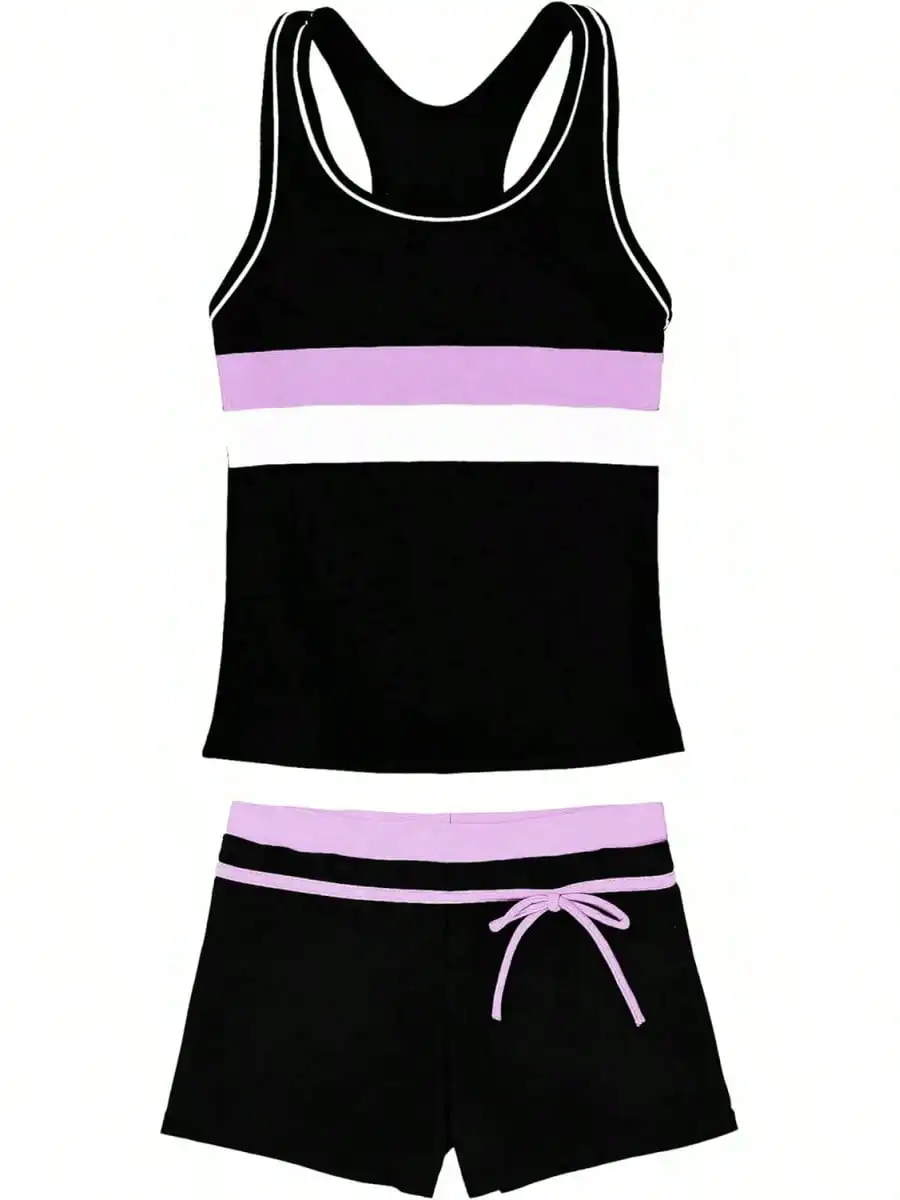

Womens Two Piece Tankini Swimsuit With Boyshort Bottom