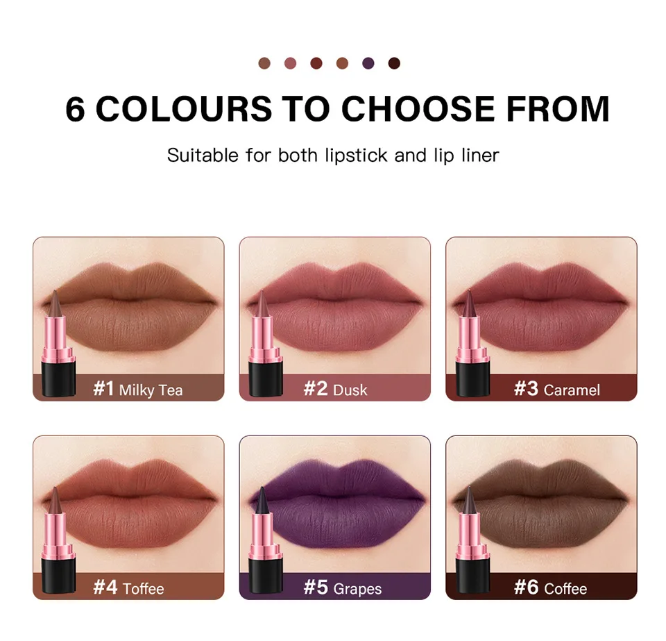 2In1 ماتي بطانة قلم أحمر الشفاه التدرج الشفاه بطانة الأحمر البني أحمر الشفاه قلم رصاص دائم مقاوم للماء الشفاه عصا مثير النساء الشفاه مستحضرات التجميل