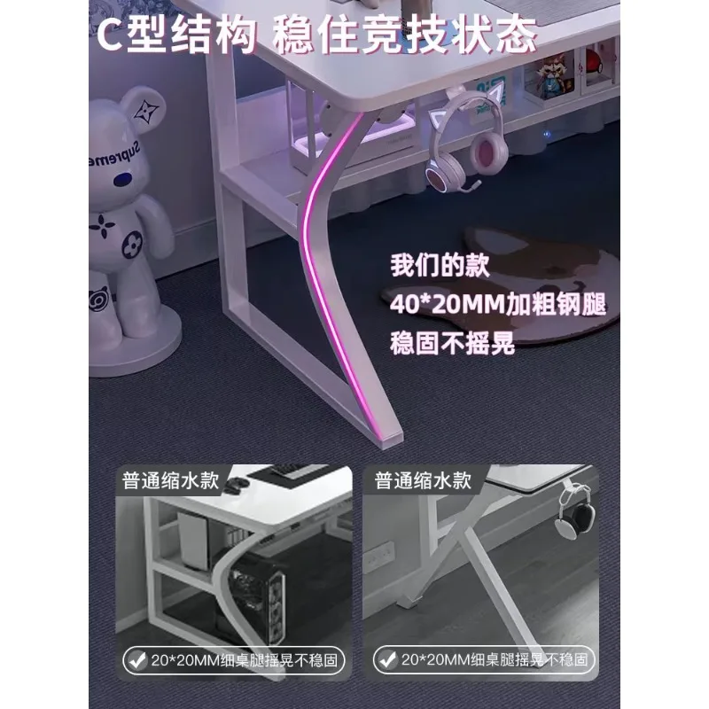 مكتب كمبيوتر أبيض لسطح المكتب وغرفة النوم وطاولة منزلية وطاولة رياضية إلكترونية ومجموعة كرسي يمكن وضع المكتب المضيف