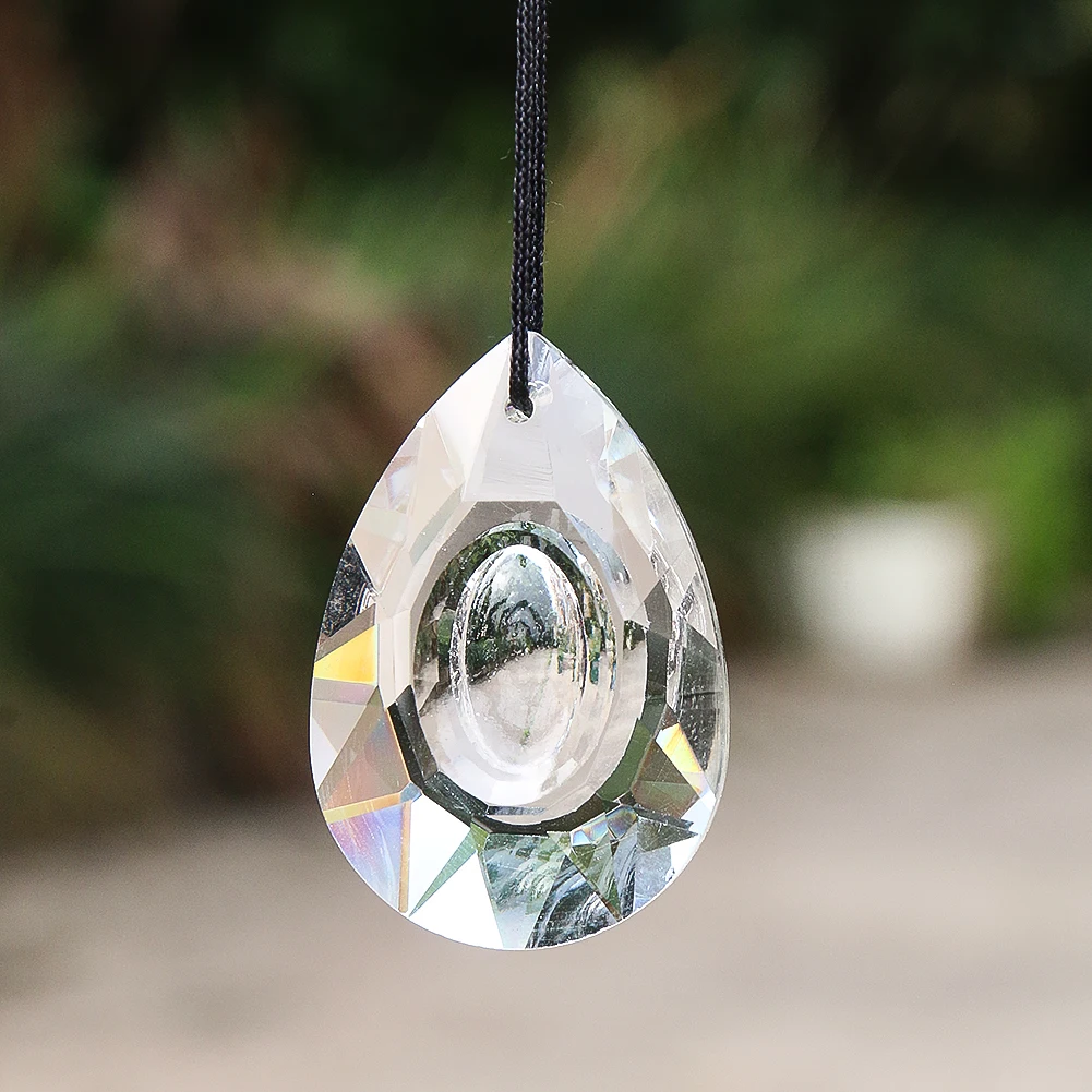 47MM Clear Angel Tear Dragon Eye Faceted Prism Glass Crystal Pendant Shiny Sun Catcher Chandelier Lamp Parts Charm Hanging Decor