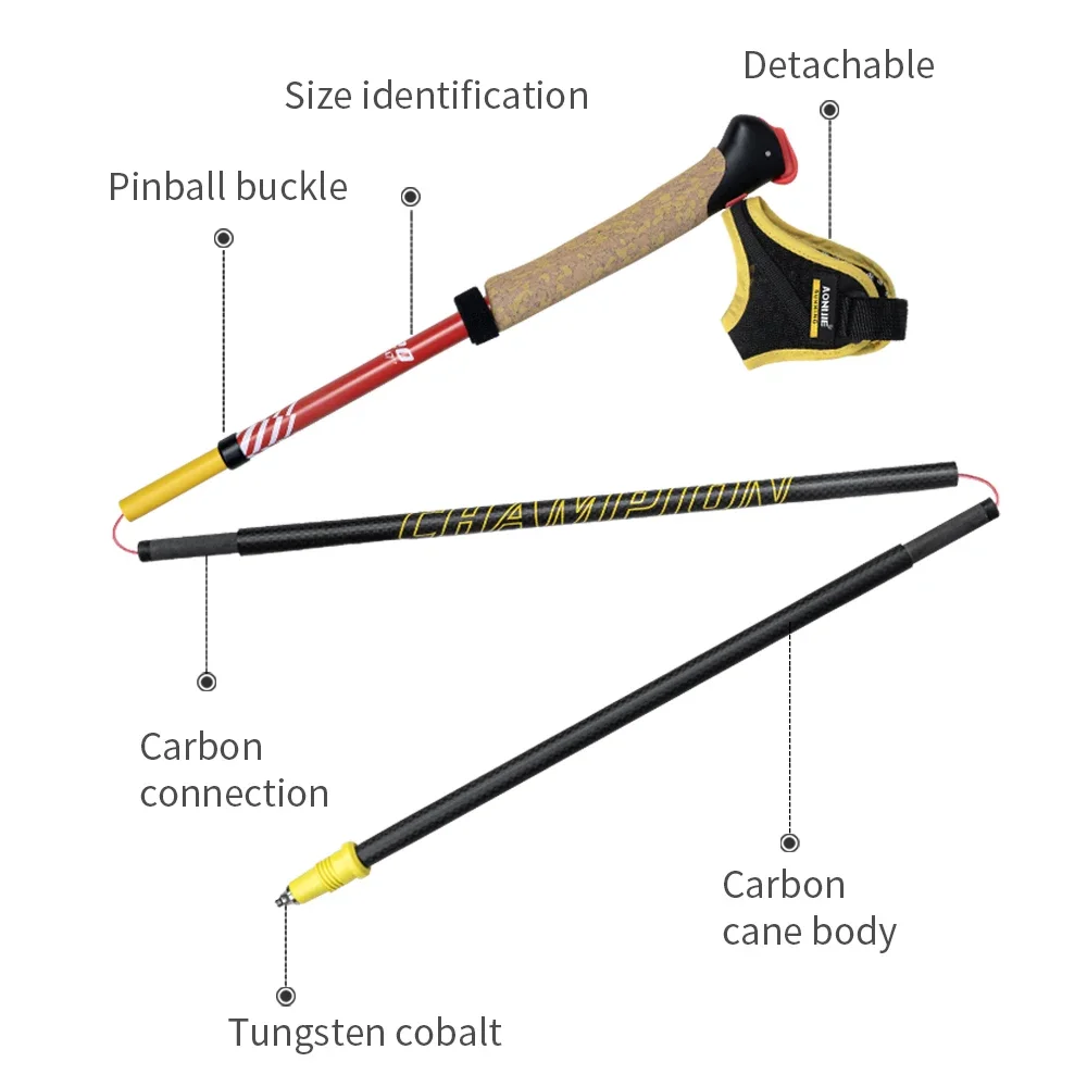 AONIJIE 접이식 탄소 섬유 하이킹 트레킹 폴 빠른 잠금 시스템이있는 워킹 스틱 하이킹 Mountaining E4212 용 초경량