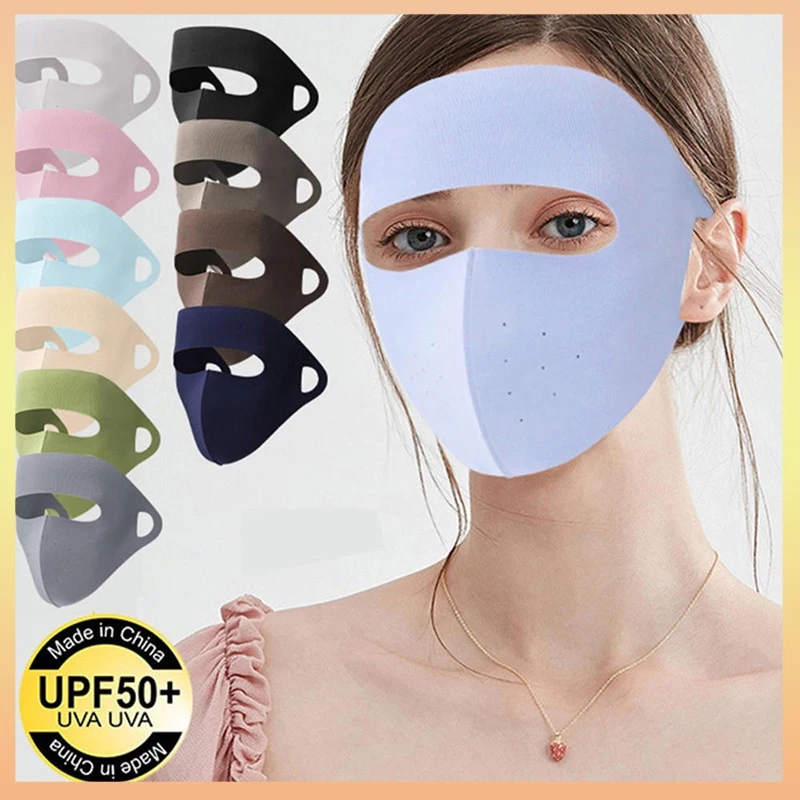 Summer Ice Full Face Silk Sunscreen Mask Forehead Thin Section Breathable Mask Anti Ultraviolet Scarf Sun Protection Bandana