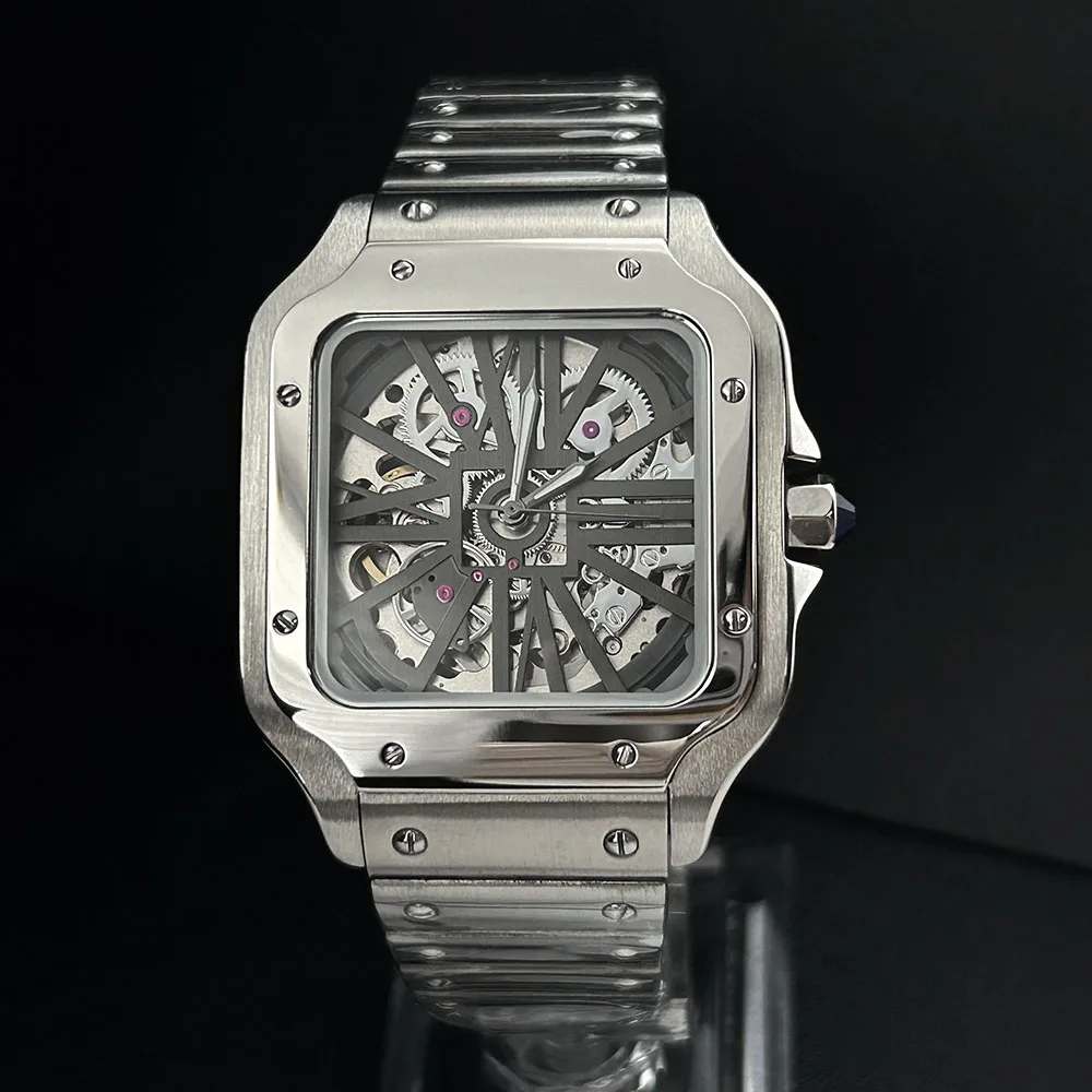 NH70 watch square watch men's watch stainless steel automatic mechanical watch hollow dial NH70 movement sapphire glass
