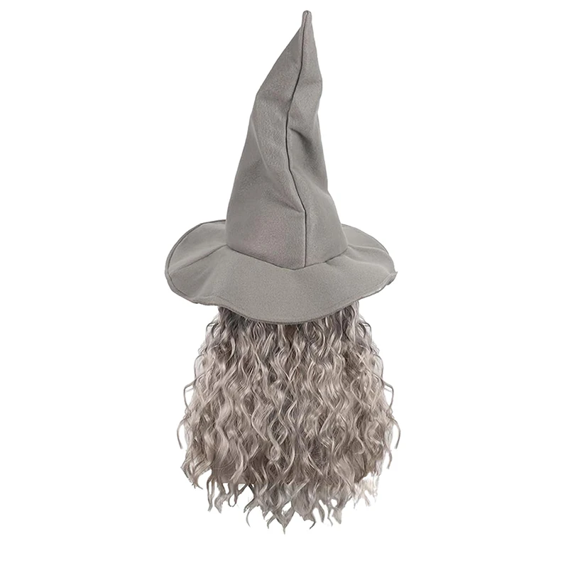 Halloween men and women cos accessories set, wizard hat synthetic  wig + beard two-piece set, very suitable for various holiday