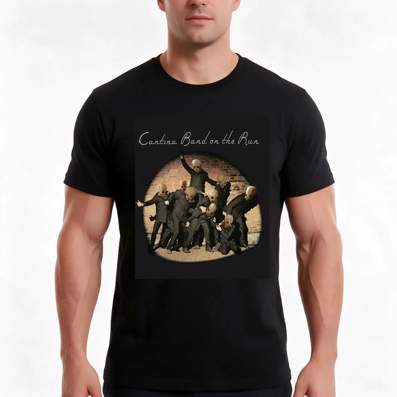 cantina alien head T-Shirt, Summer Casual Cotton Tee, Oversized Streetwear Tops, Vintage Graphic Print, Loose Fit Short Sleeve