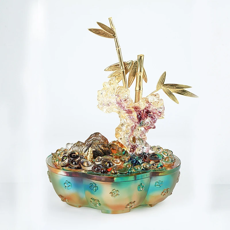 Yellow tree fortune cornucopia high-end atmosphere opening glazed ornaments attract wealth and treasure wealth