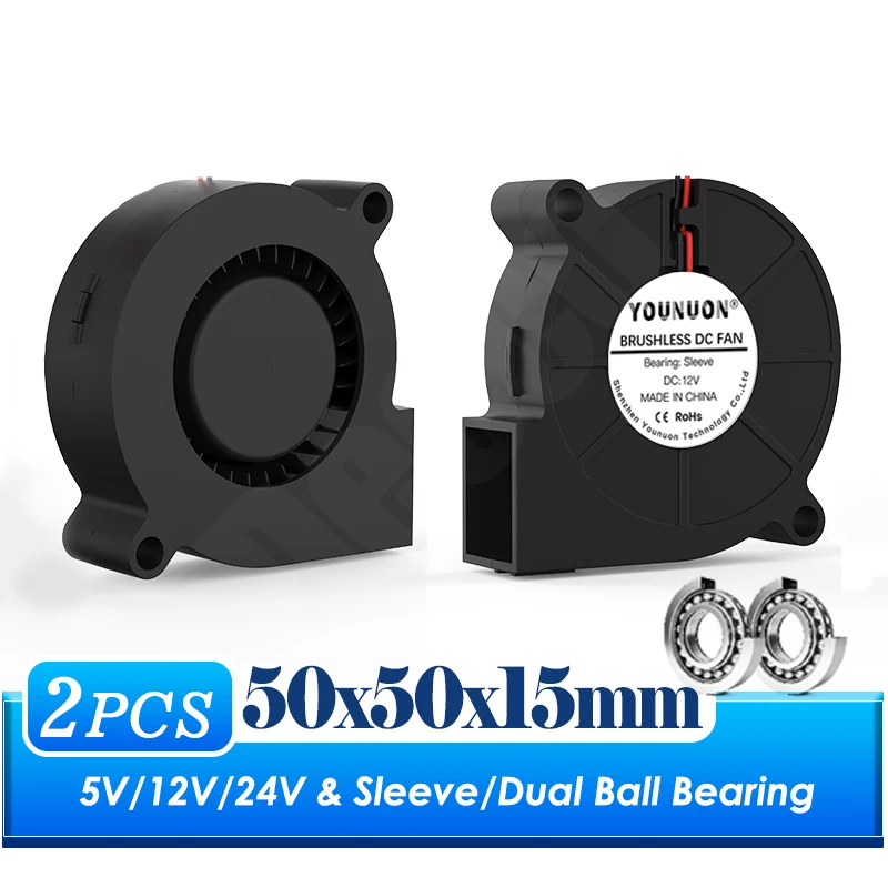 3D drucker fan 50mm 5015 Turbo gebläse 24V 12V 5V Doppel ball hülse Kühlung fans 50x50x15mm für 3D drucker kühler