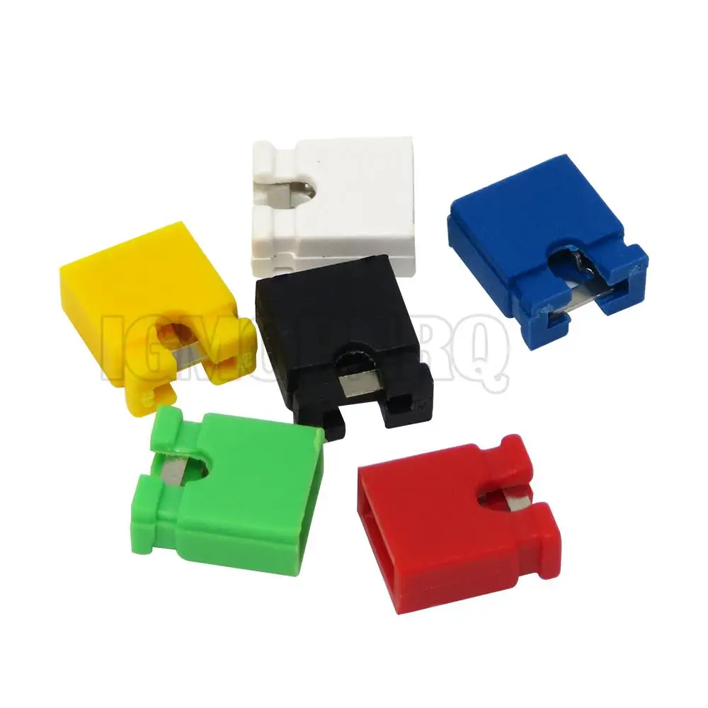 100PCS Pitch 2.54mm Header jumper shorted cap Headers Wire Housings Black yellow white green red blue open & closed For Arduino