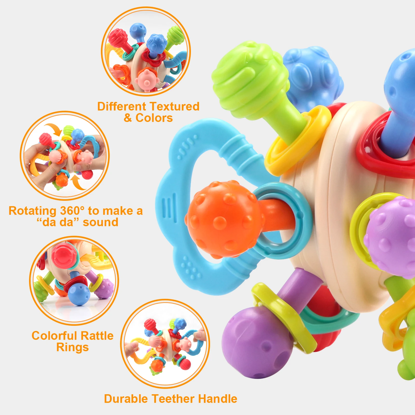 Baby Toy Manhattan Round Ball Soft Silicone Hand Grab Ball Rattle Infantil Chewable Teethers Toys For Infant 0-12months