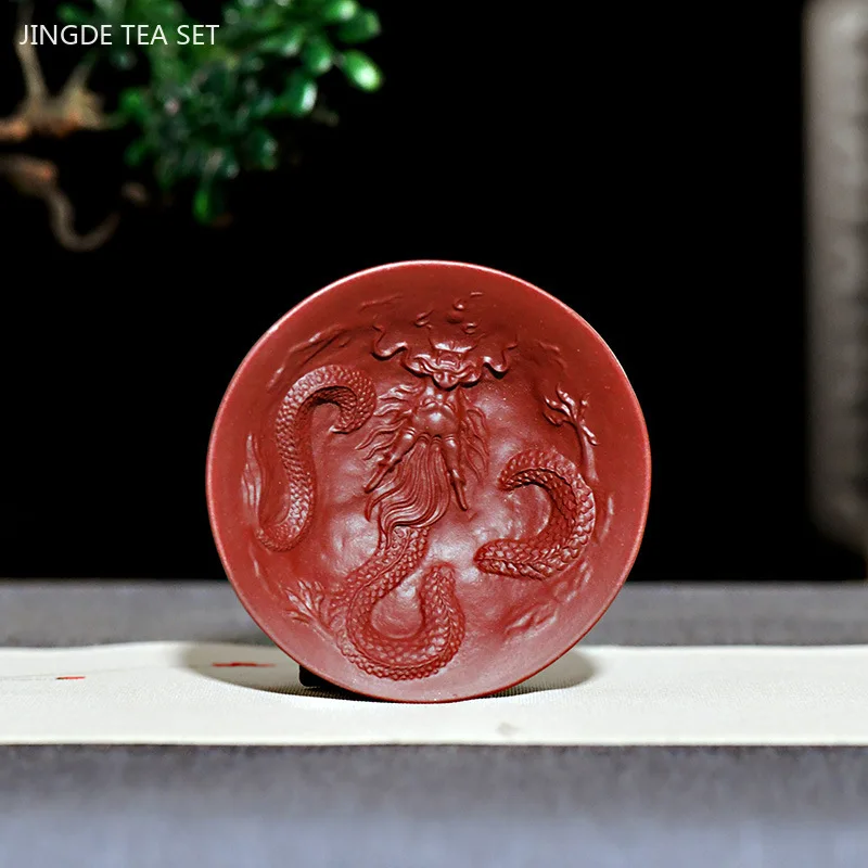 50ml Antique Purple Clay Tea Cup Hand-carved Dragon Teacup Chinese Zen Master Cup Portable Beauty Tea Cup Custom Tea Accessories